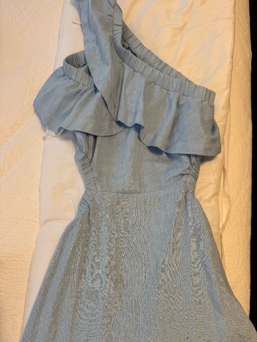 Sovere Light Blue One-Shoulder Mini Dress Size Medium